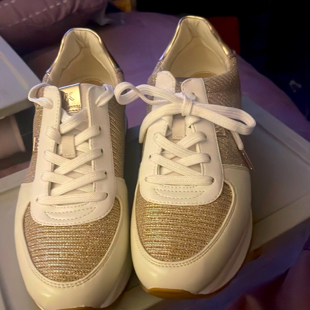 Brand New Gold and White Michael Kors Sneakers for Women